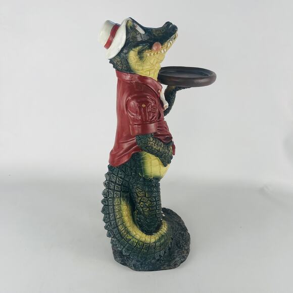 Gator Waiter Small 13 1/2” Statue Table Decor (not a table); Tray 3 5/8” - Picture 7 of 8
